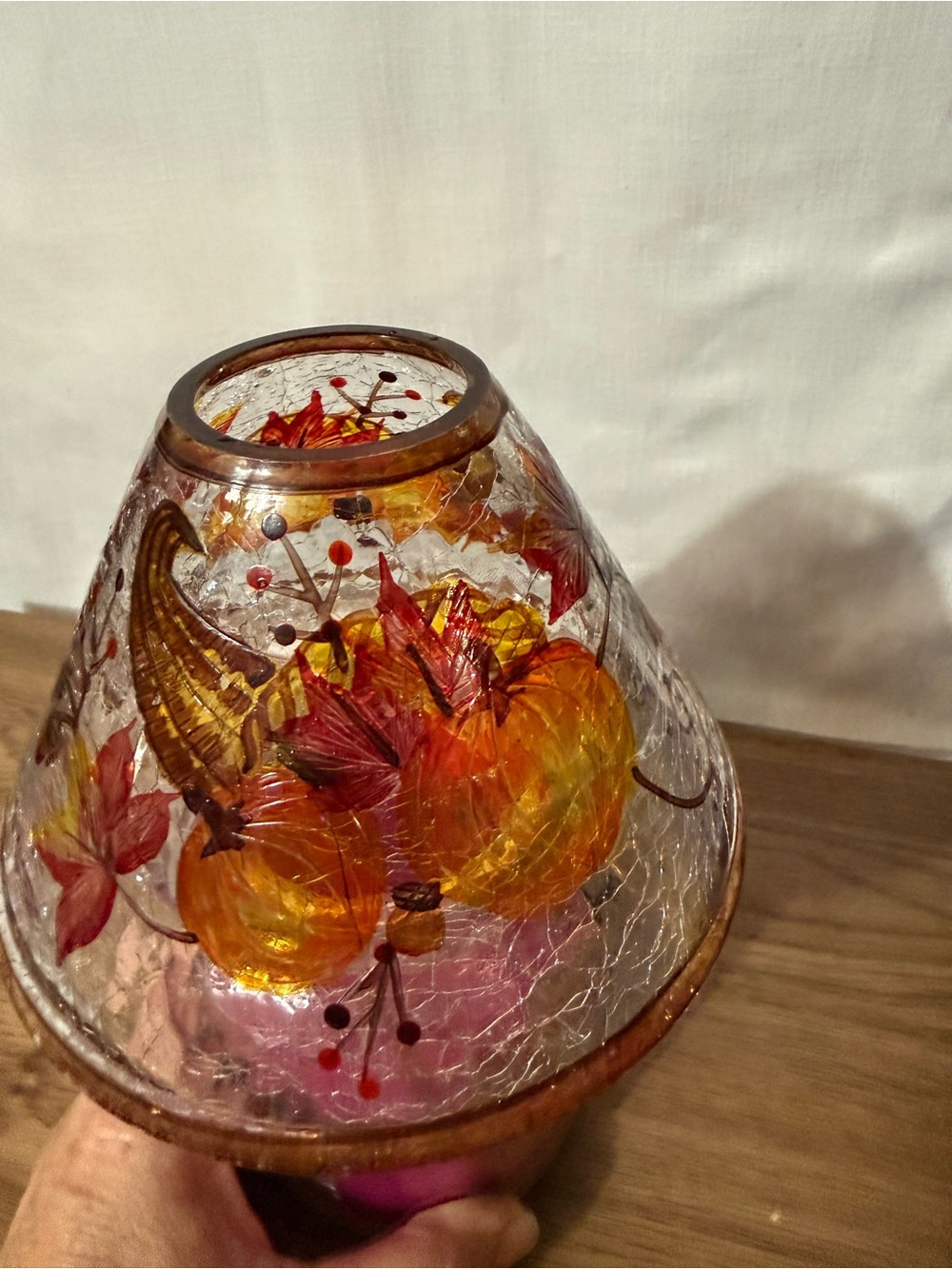 Autumn Harvest Hand-Painted Glass Shade - Orange & Red